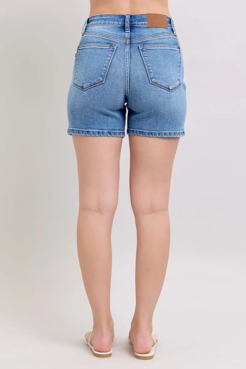 Judy Blue Full Size 2 Button Denim Shorts with Pockets Plus Size - Love Salve